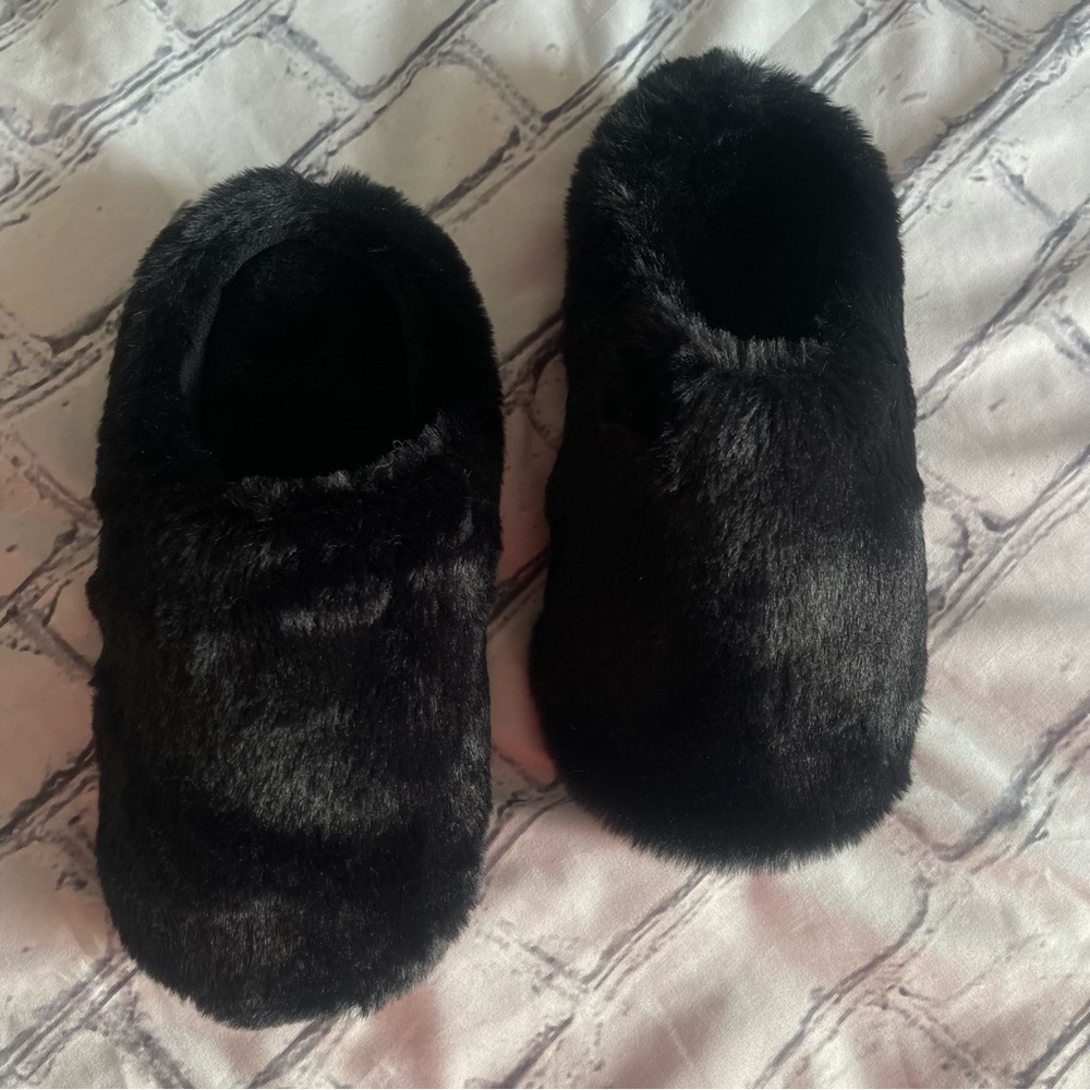 Cozy Black Plush House Slippers